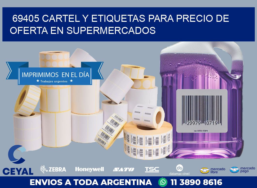 69405 CARTEL Y ETIQUETAS PARA PRECIO DE OFERTA EN SUPERMERCADOS