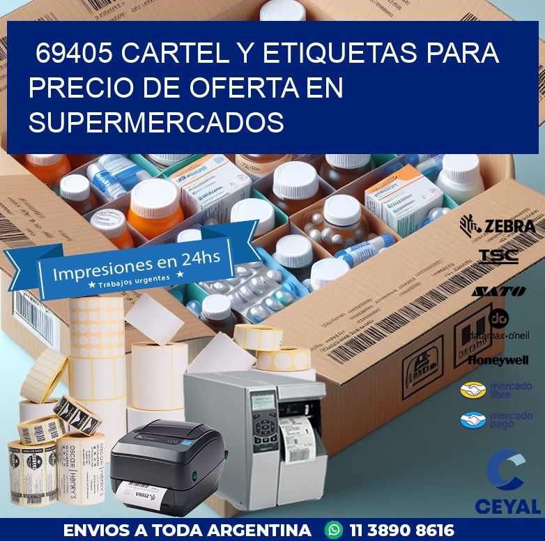 69405 CARTEL Y ETIQUETAS PARA PRECIO DE OFERTA EN SUPERMERCADOS