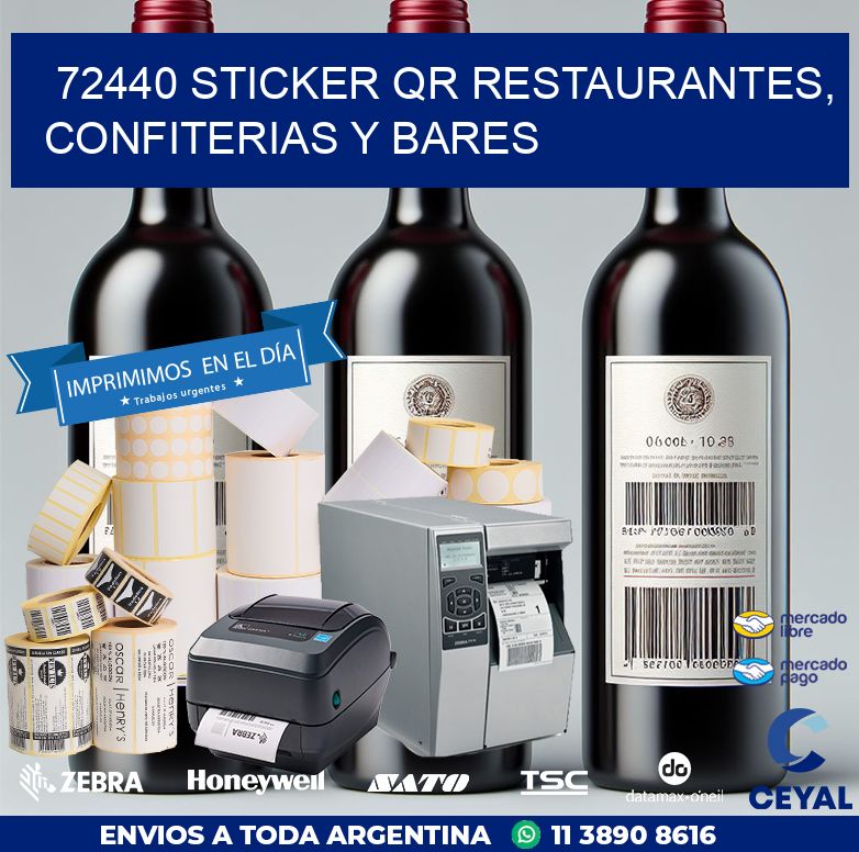 72440 STICKER QR RESTAURANTES, CONFITERIAS Y BARES