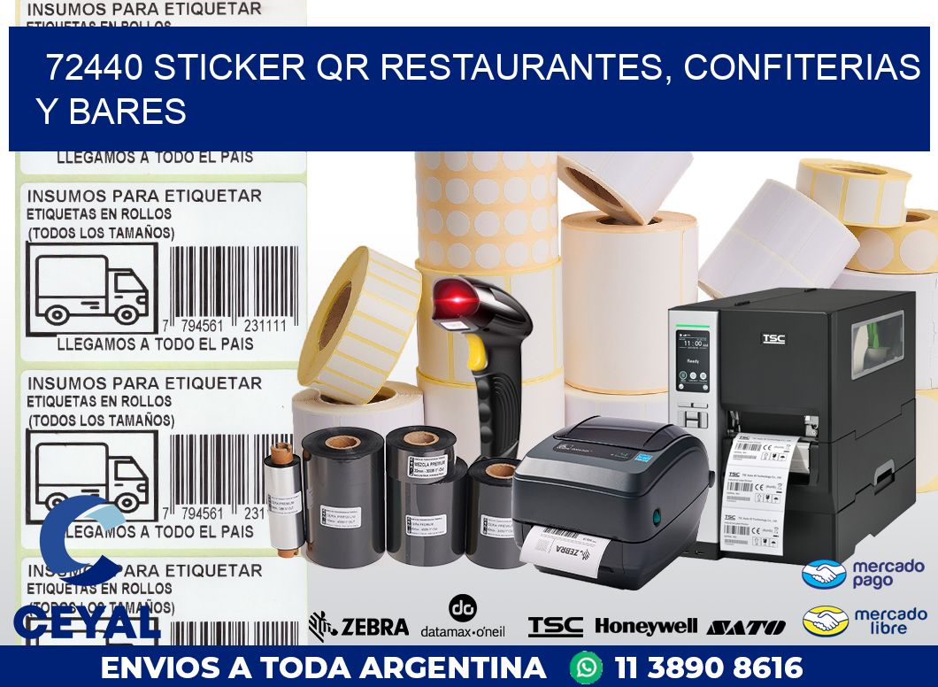 72440 STICKER QR RESTAURANTES, CONFITERIAS Y BARES