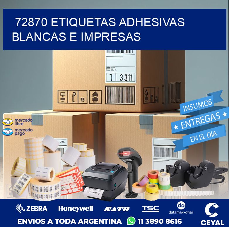 72870 ETIQUETAS ADHESIVAS BLANCAS E IMPRESAS
