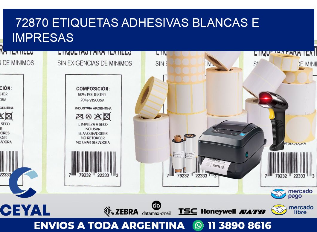 72870 ETIQUETAS ADHESIVAS BLANCAS E IMPRESAS