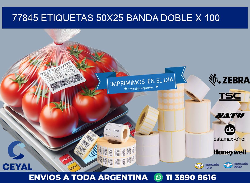 77845 ETIQUETAS 50X25 BANDA DOBLE X 100