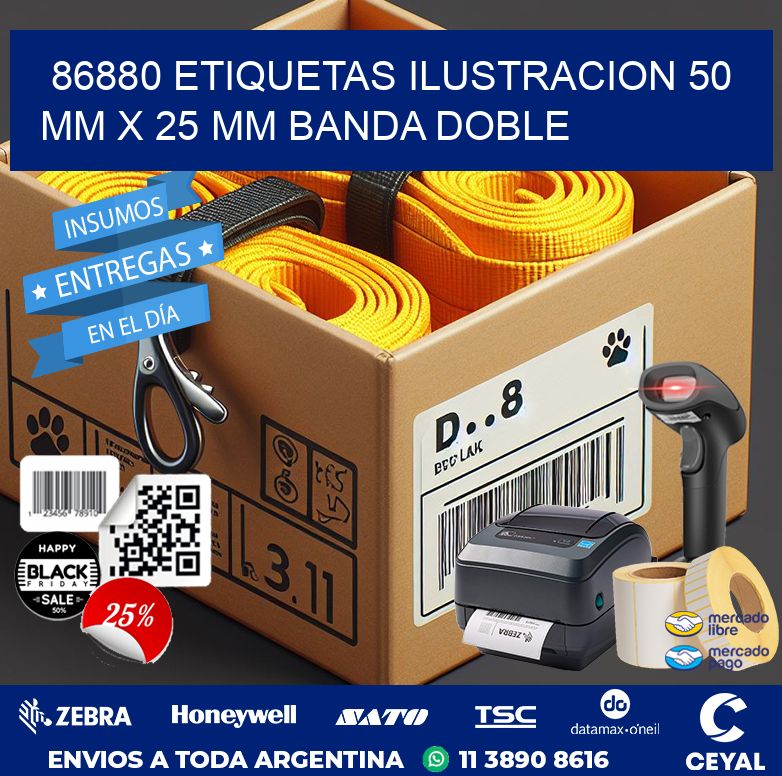 86880 ETIQUETAS ILUSTRACION 50 MM X 25 MM BANDA DOBLE