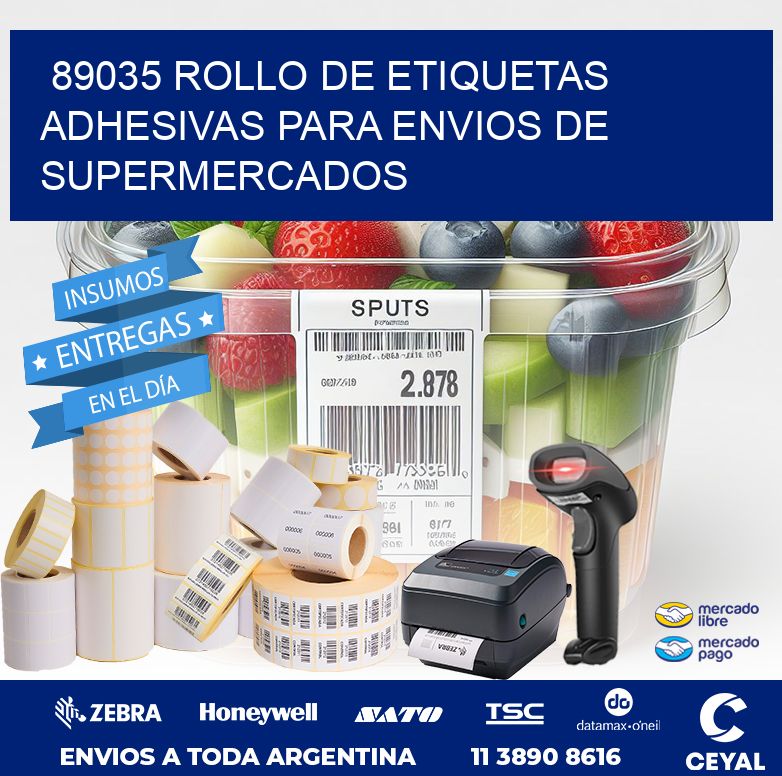 89035 ROLLO DE ETIQUETAS ADHESIVAS PARA ENVIOS DE SUPERMERCADOS