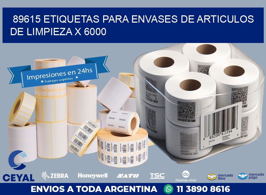 89615 ETIQUETAS PARA ENVASES DE ARTICULOS DE LIMPIEZA X 6000