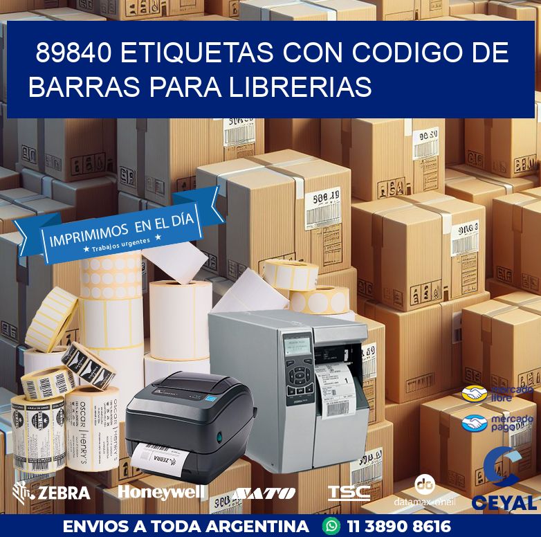 89840 ETIQUETAS CON CODIGO DE BARRAS PARA LIBRERIAS