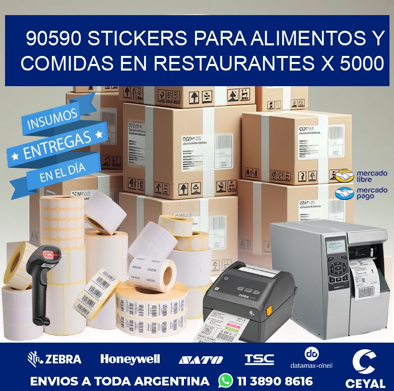 90590 STICKERS PARA ALIMENTOS Y COMIDAS EN RESTAURANTES X 5000
