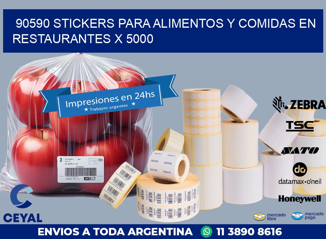90590 STICKERS PARA ALIMENTOS Y COMIDAS EN RESTAURANTES X 5000