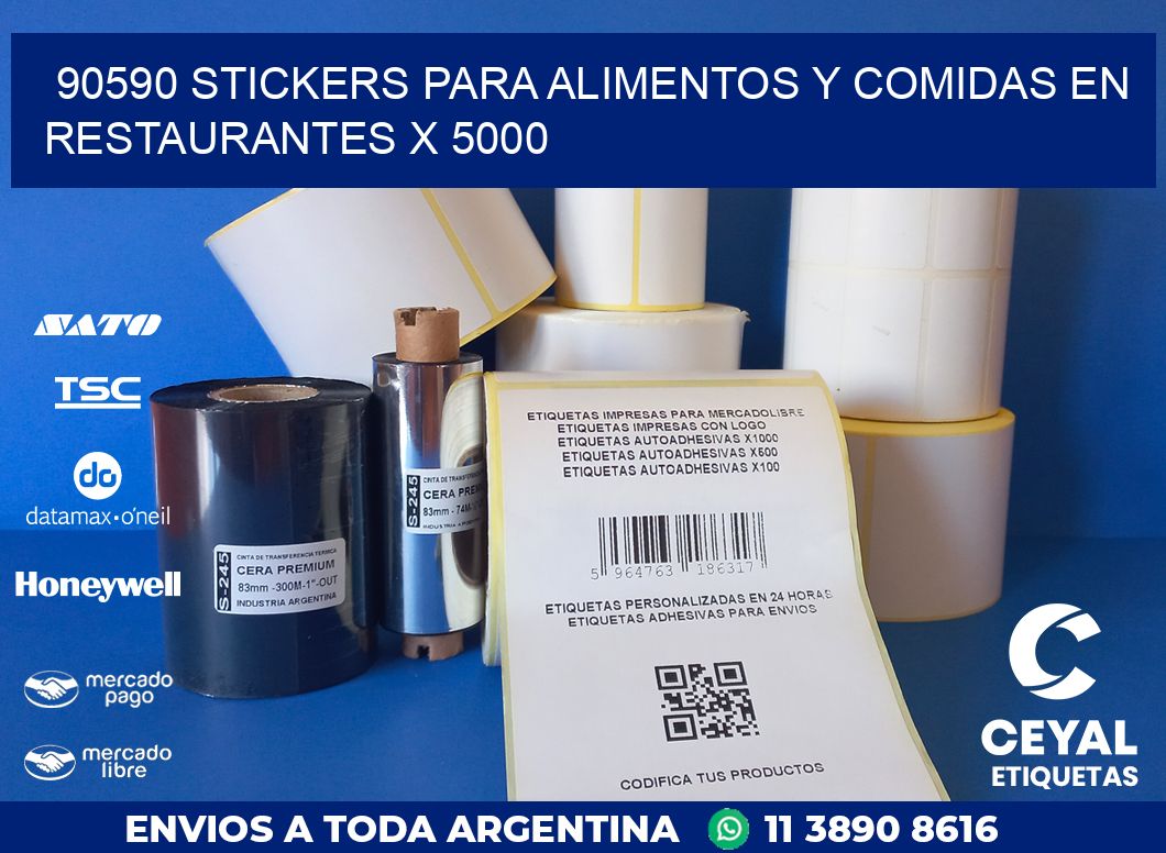 90590 STICKERS PARA ALIMENTOS Y COMIDAS EN RESTAURANTES X 5000