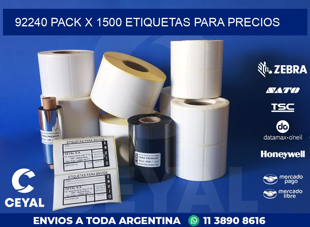 92240 PACK X 1500 ETIQUETAS PARA PRECIOS
