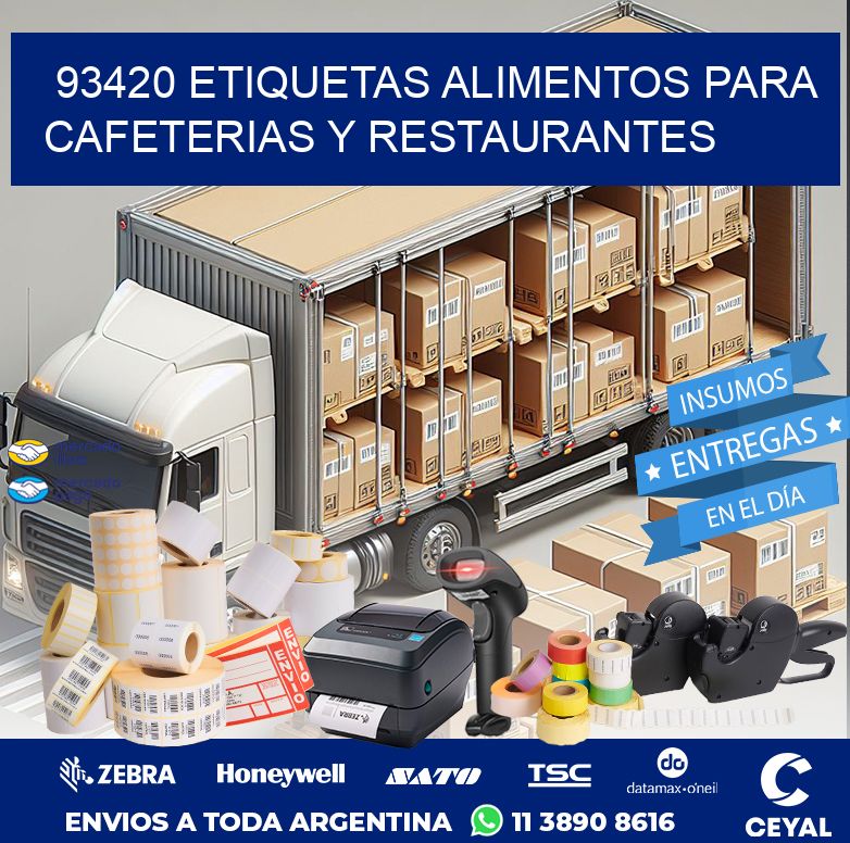 93420 ETIQUETAS ALIMENTOS PARA CAFETERIAS Y RESTAURANTES