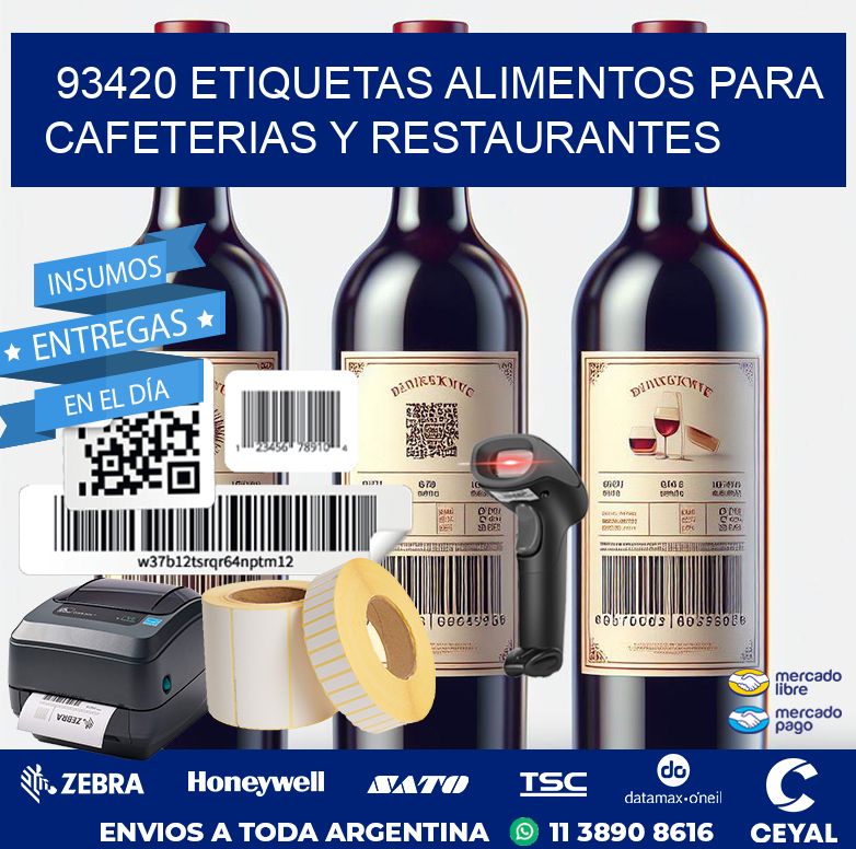 93420 ETIQUETAS ALIMENTOS PARA CAFETERIAS Y RESTAURANTES