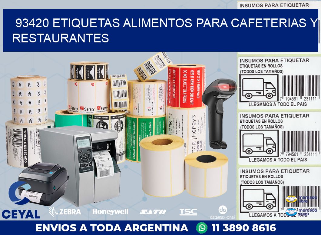 93420 ETIQUETAS ALIMENTOS PARA CAFETERIAS Y RESTAURANTES