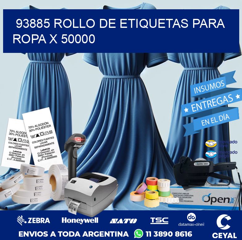 93885 ROLLO DE ETIQUETAS PARA ROPA X 50000