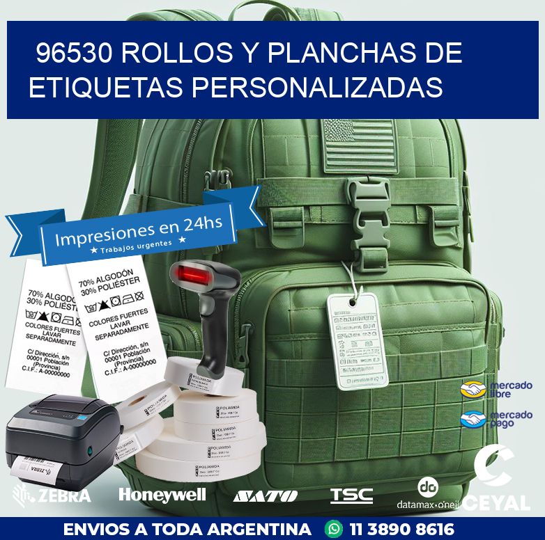 96530 ROLLOS Y PLANCHAS DE ETIQUETAS PERSONALIZADAS