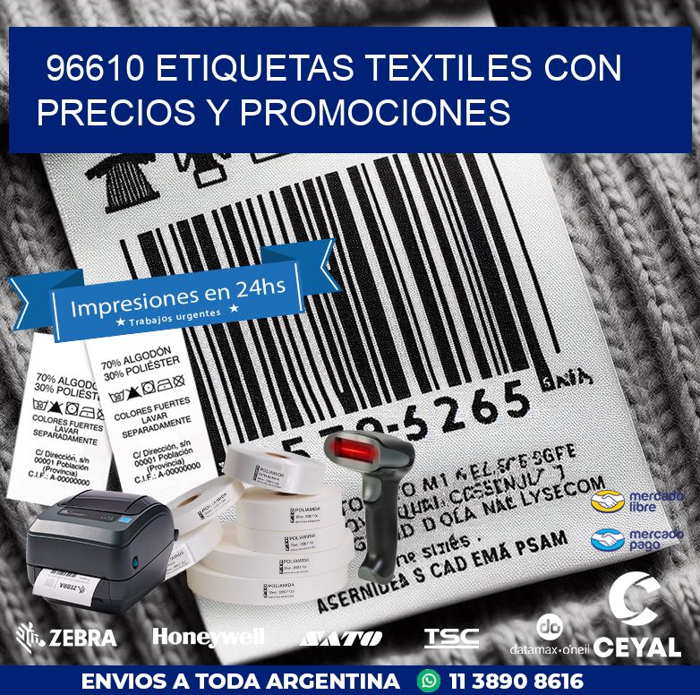 96610 ETIQUETAS TEXTILES CON PRECIOS Y PROMOCIONES