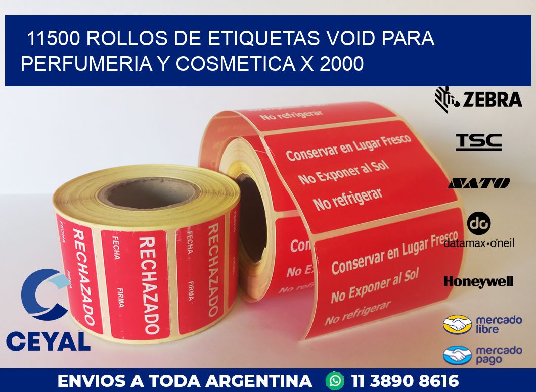 11500 ROLLOS DE ETIQUETAS VOID PARA PERFUMERIA Y COSMETICA X 2000