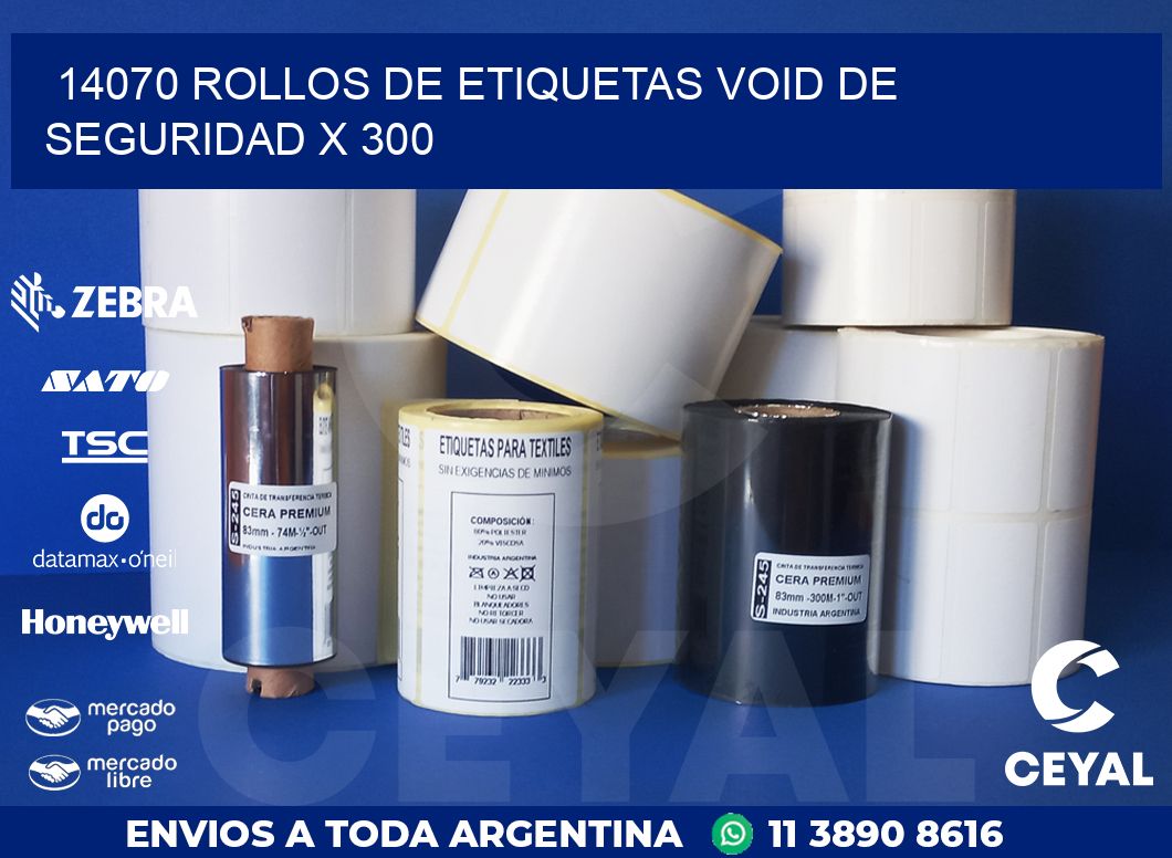 14070 ROLLOS DE ETIQUETAS VOID DE SEGURIDAD X 300