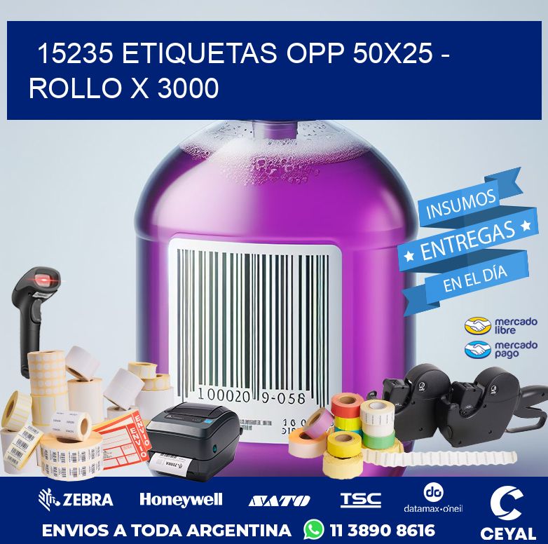 15235 ETIQUETAS OPP 50X25 - ROLLO X 3000
