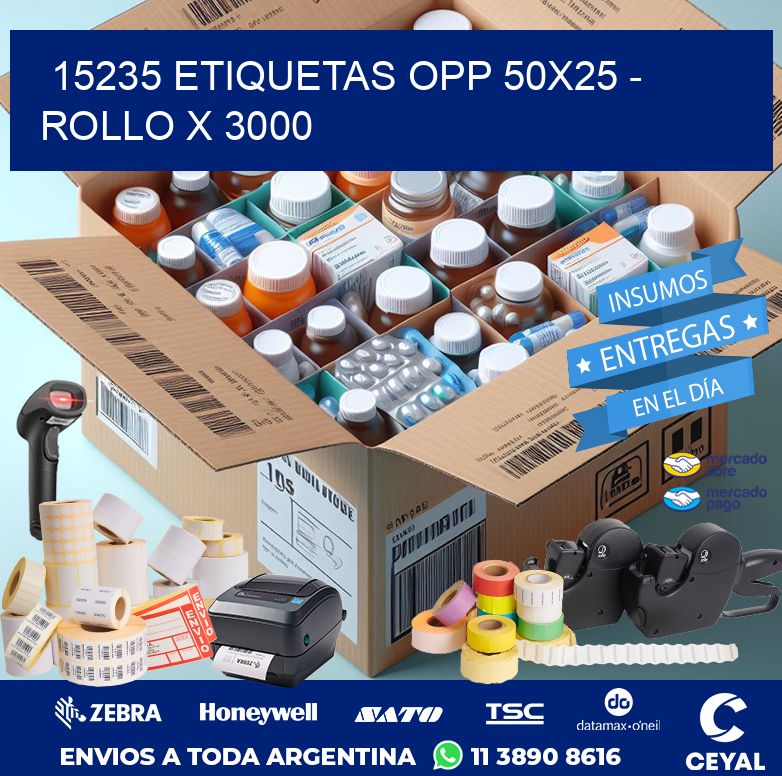 15235 ETIQUETAS OPP 50X25 - ROLLO X 3000