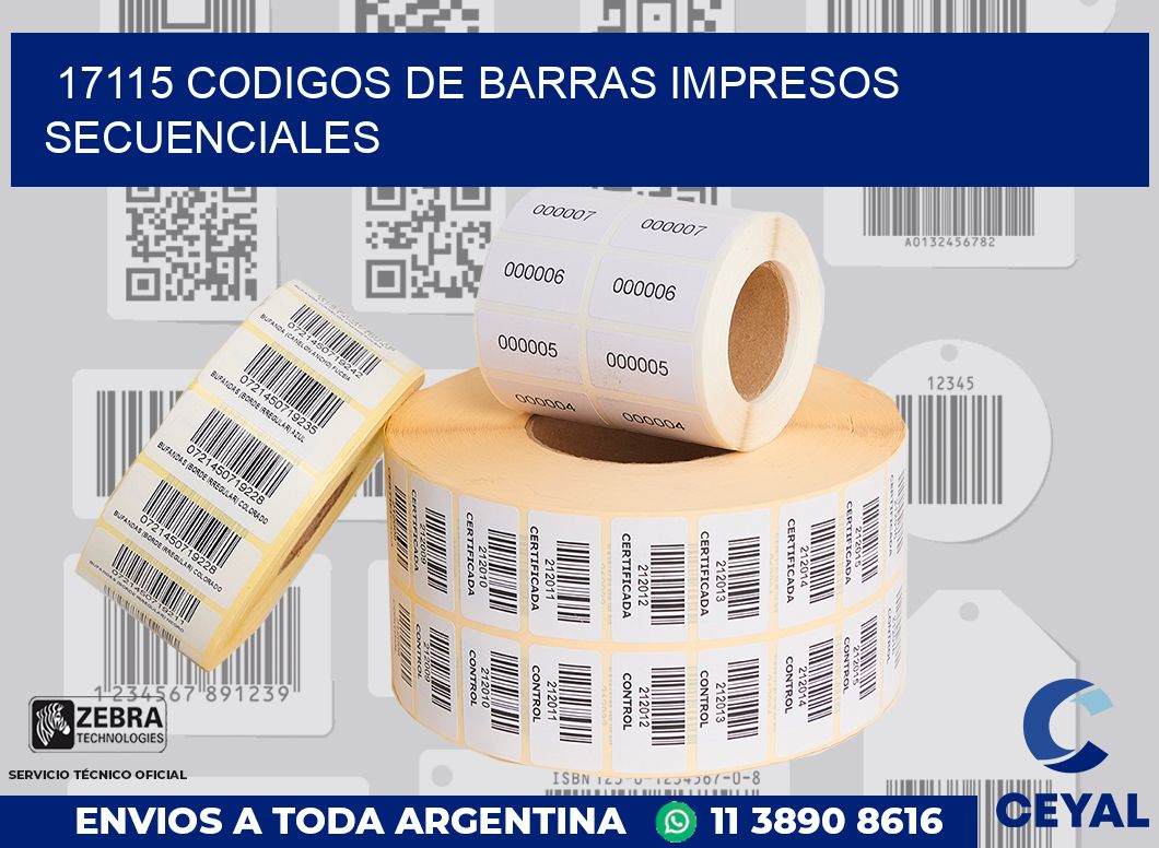 17115 codigos de barras impresos secuenciales