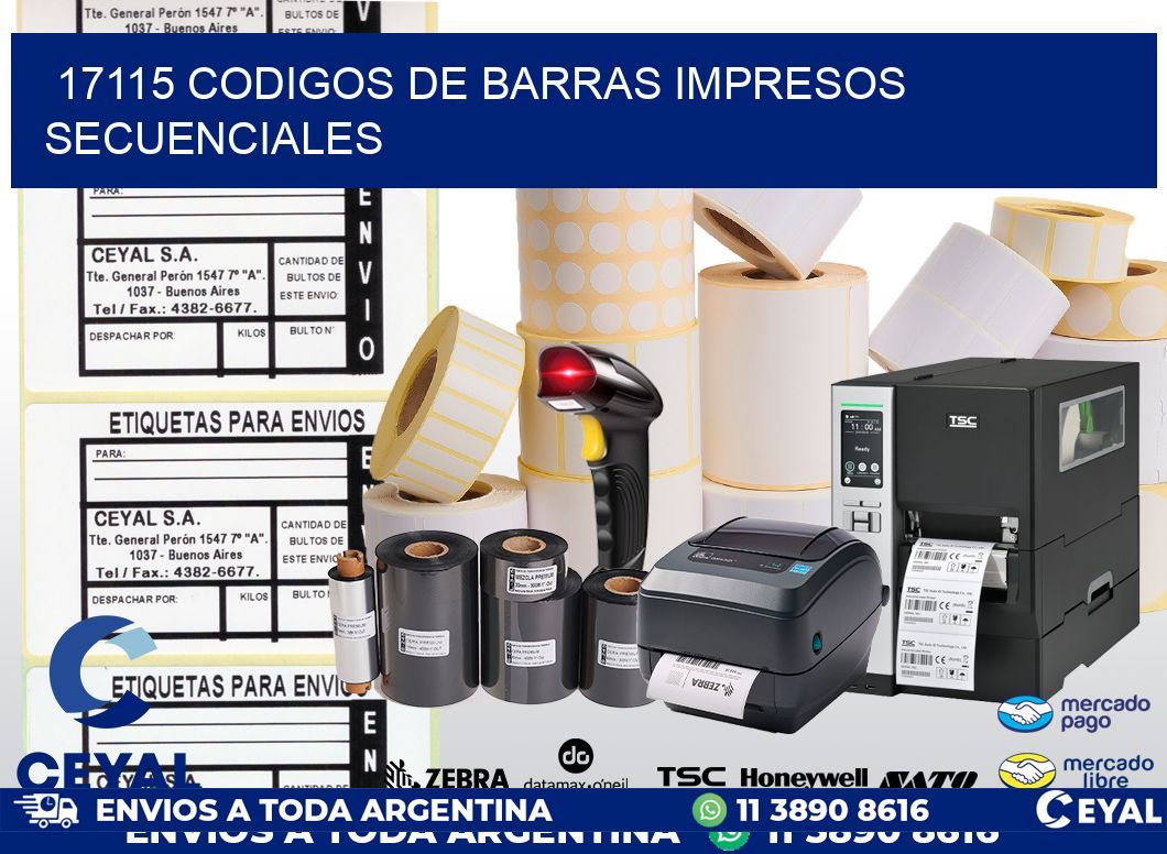 17115 codigos de barras impresos secuenciales