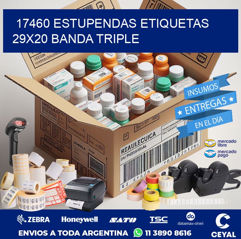 17460 ESTUPENDAS ETIQUETAS 29X20 BANDA TRIPLE