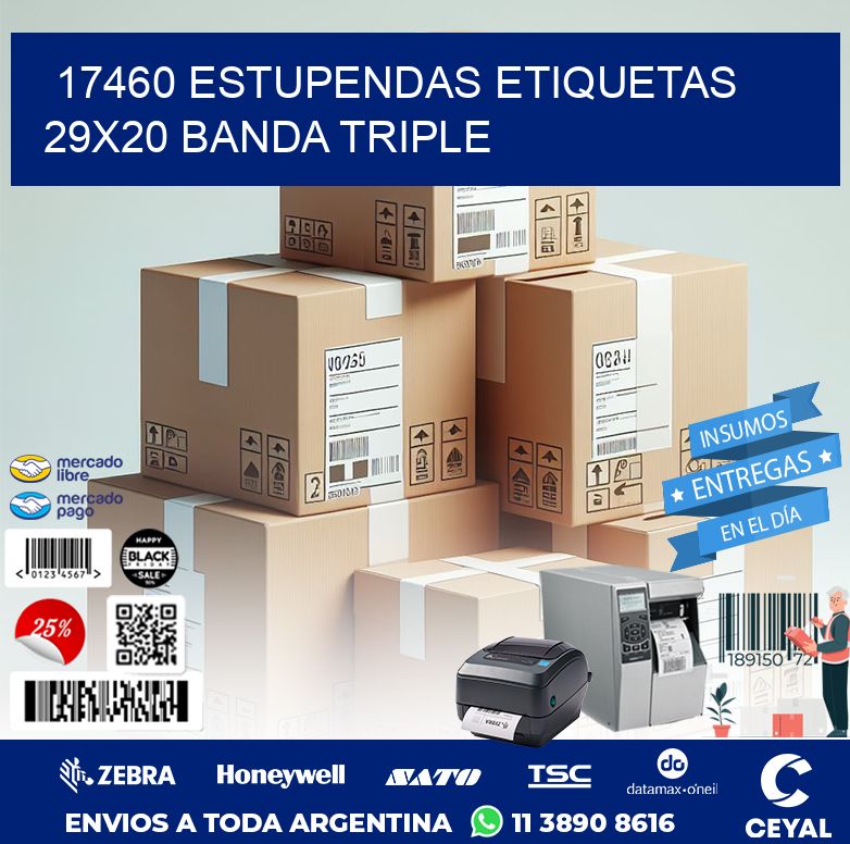 17460 ESTUPENDAS ETIQUETAS 29X20 BANDA TRIPLE