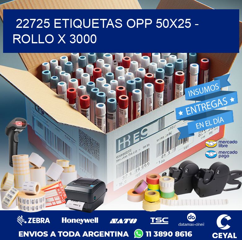 22725 ETIQUETAS OPP 50X25 - ROLLO X 3000