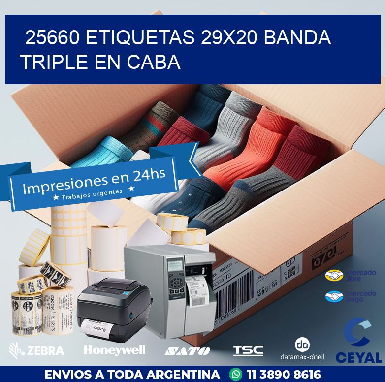 25660 ETIQUETAS 29X20 BANDA TRIPLE EN CABA