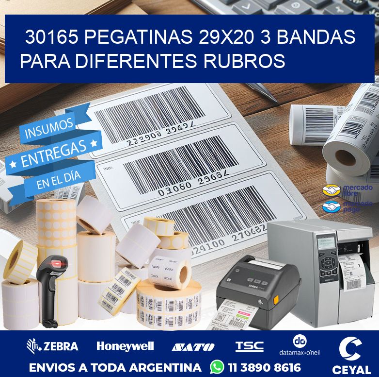30165 PEGATINAS 29X20 3 BANDAS PARA DIFERENTES RUBROS