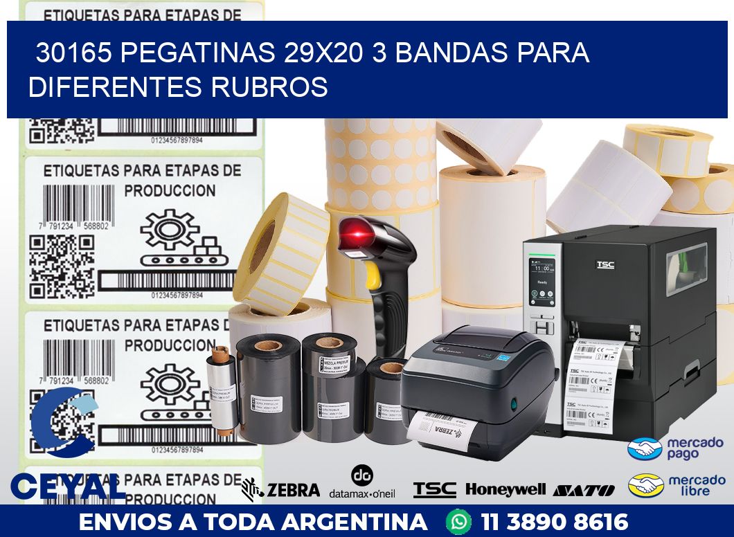 30165 PEGATINAS 29X20 3 BANDAS PARA DIFERENTES RUBROS