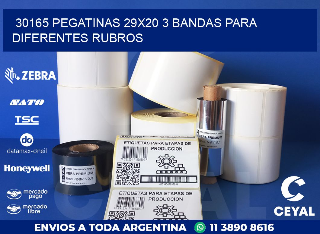 30165 PEGATINAS 29X20 3 BANDAS PARA DIFERENTES RUBROS