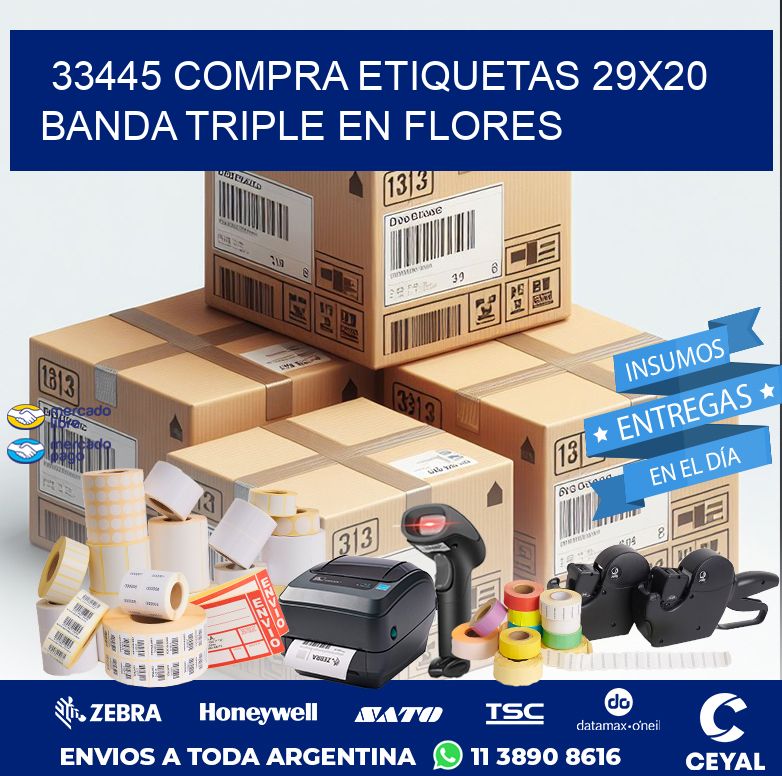 33445 COMPRA ETIQUETAS 29X20 BANDA TRIPLE EN FLORES