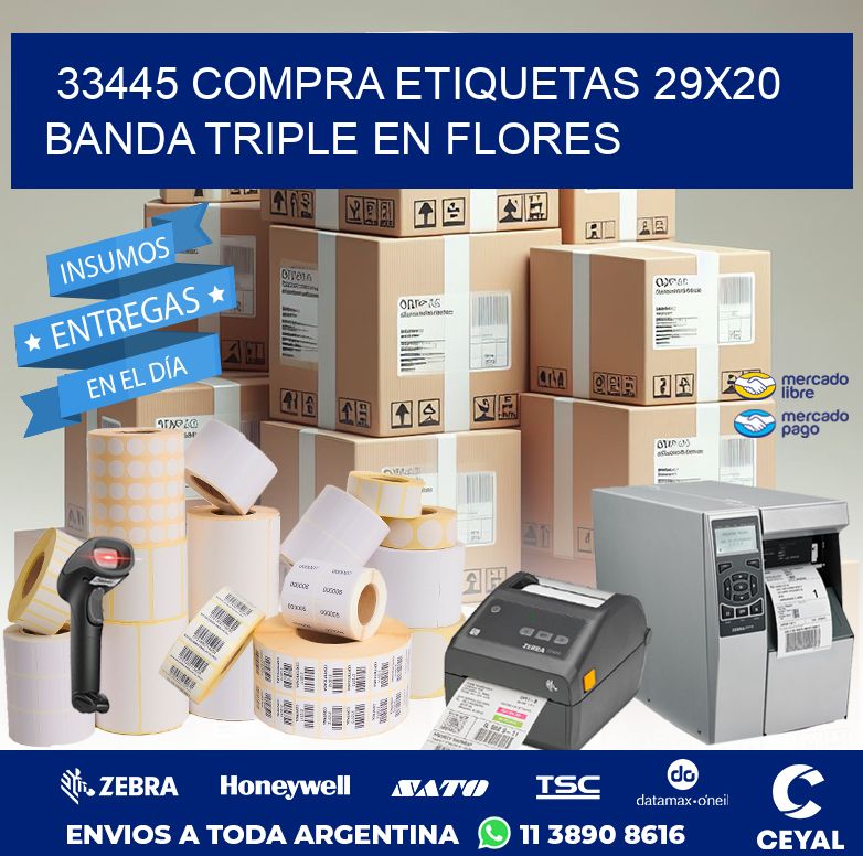 33445 COMPRA ETIQUETAS 29X20 BANDA TRIPLE EN FLORES