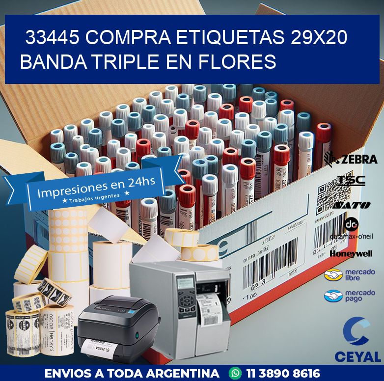 33445 COMPRA ETIQUETAS 29X20 BANDA TRIPLE EN FLORES