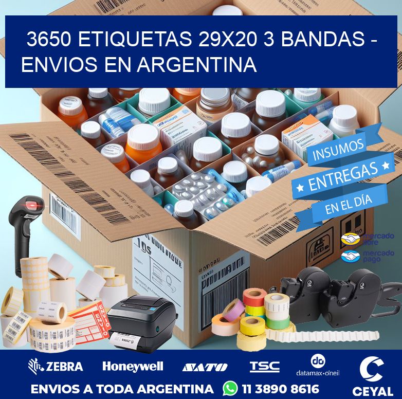 3650 ETIQUETAS 29X20 3 BANDAS - ENVIOS EN ARGENTINA