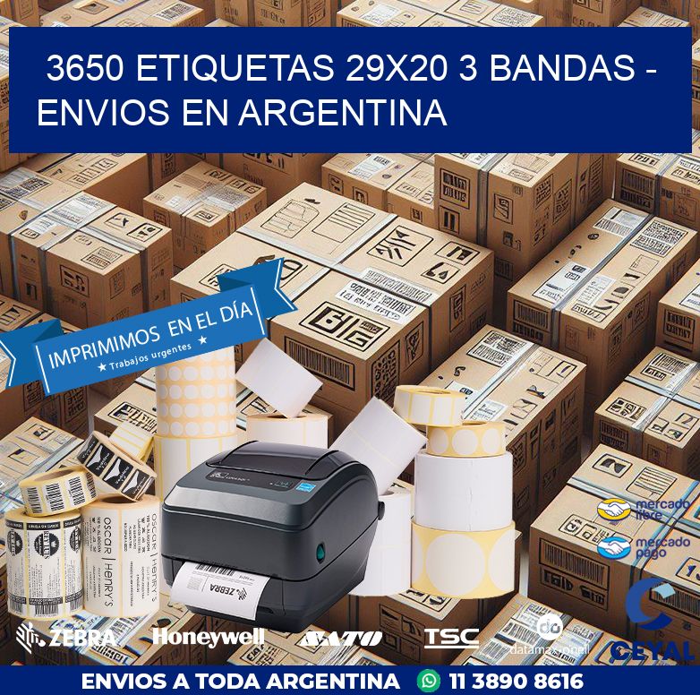 3650 ETIQUETAS 29X20 3 BANDAS - ENVIOS EN ARGENTINA