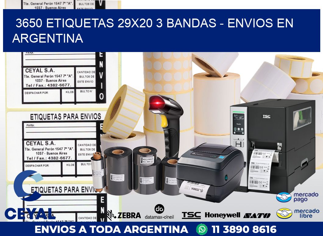 3650 ETIQUETAS 29X20 3 BANDAS – ENVIOS EN ARGENTINA