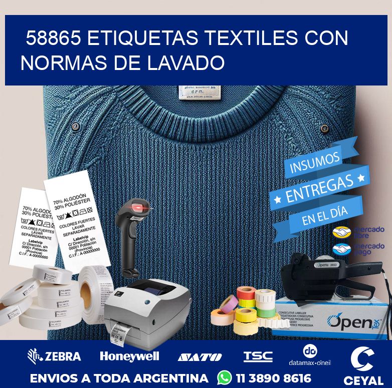 58865 ETIQUETAS TEXTILES CON NORMAS DE LAVADO