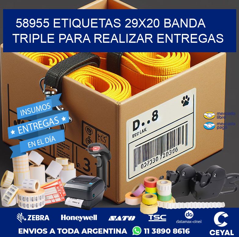 58955 ETIQUETAS 29X20 BANDA TRIPLE PARA REALIZAR ENTREGAS