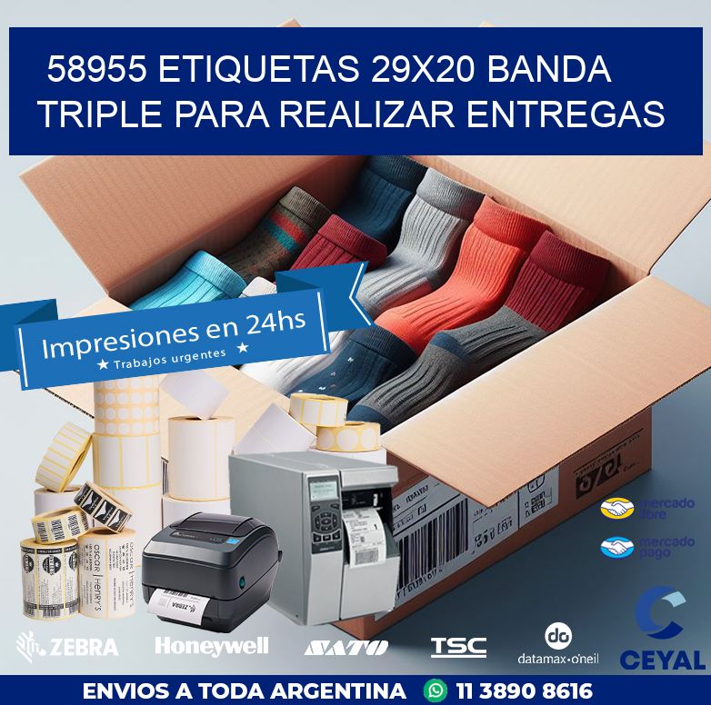 58955 ETIQUETAS 29X20 BANDA TRIPLE PARA REALIZAR ENTREGAS