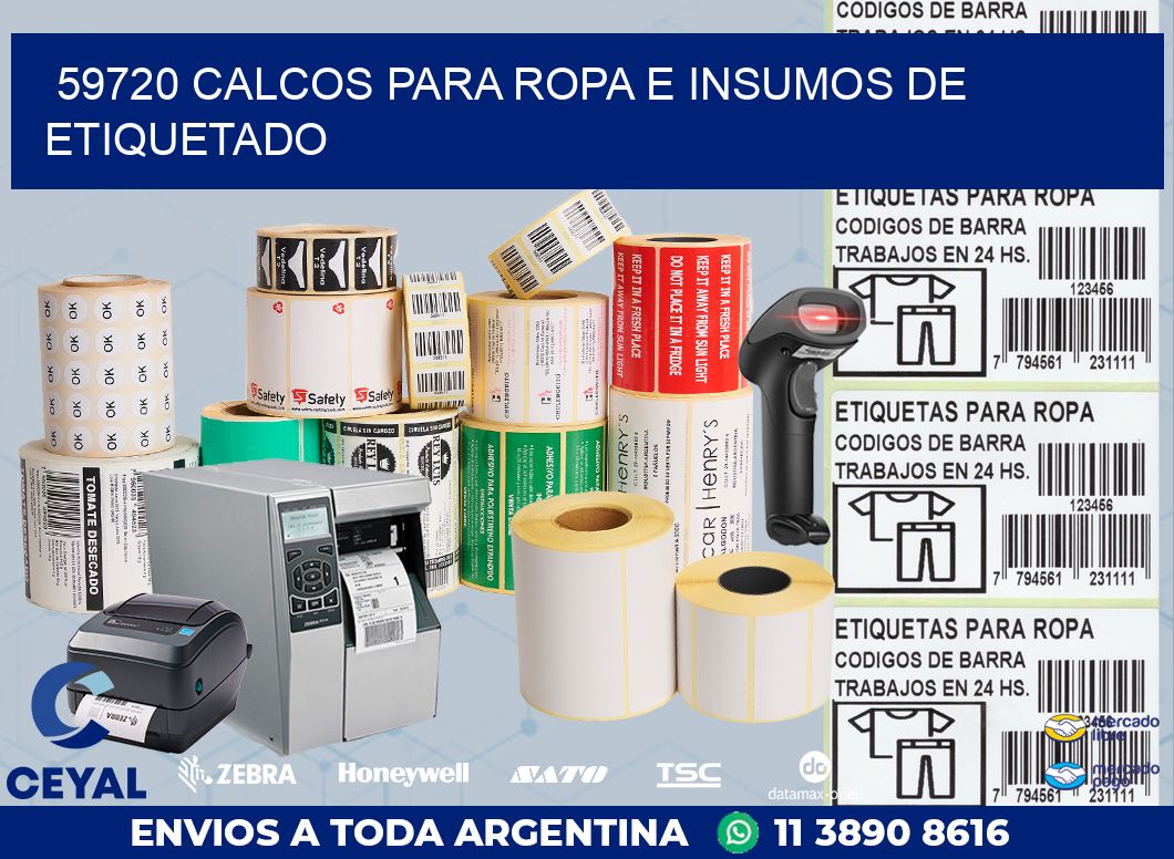 59720 CALCOS PARA ROPA E INSUMOS DE ETIQUETADO