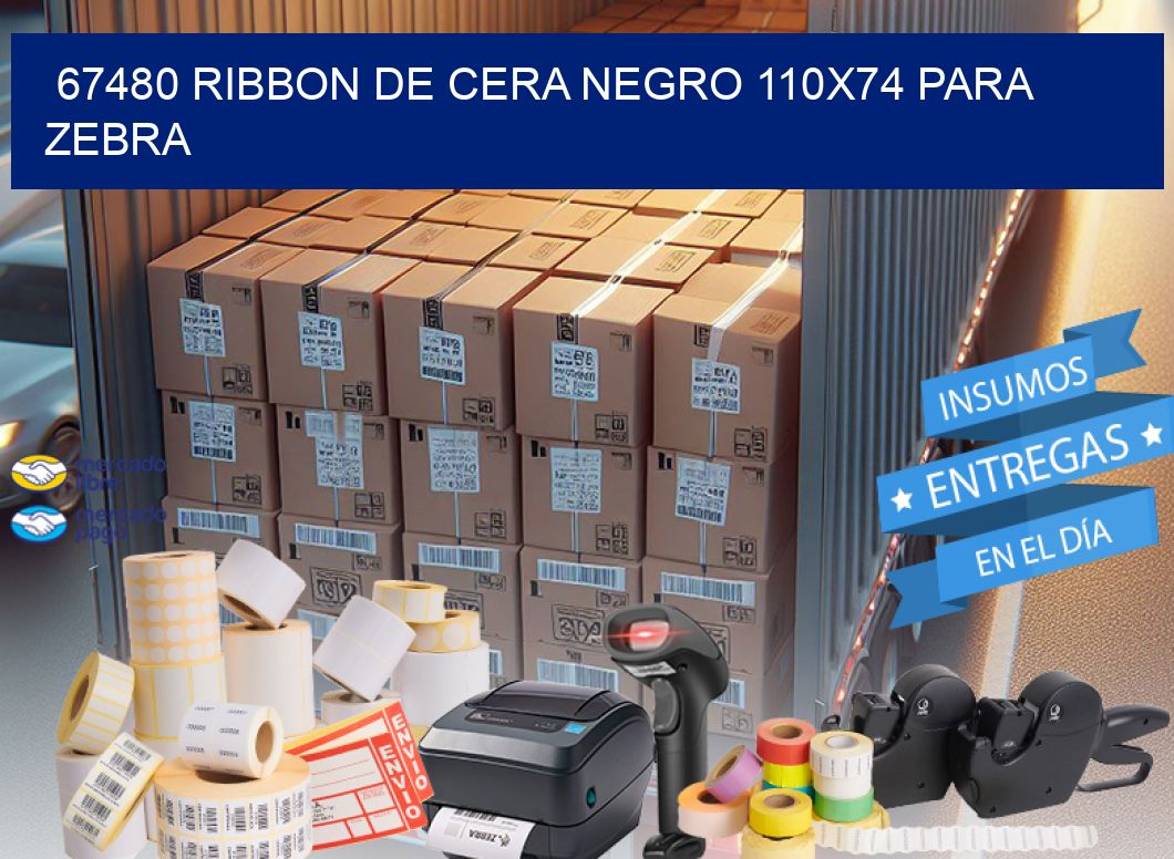 67480 RIBBON DE CERA NEGRO 110X74 PARA ZEBRA