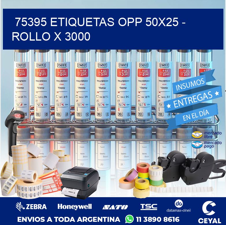 75395 ETIQUETAS OPP 50X25 - ROLLO X 3000