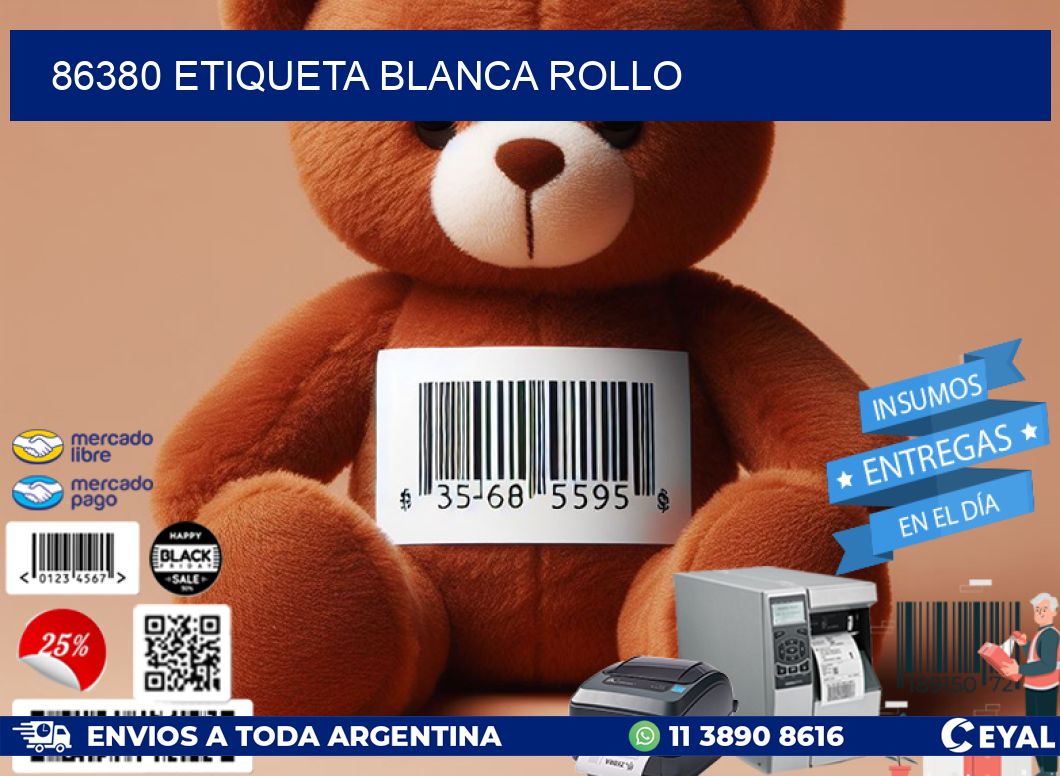 86380 etiqueta blanca rollo