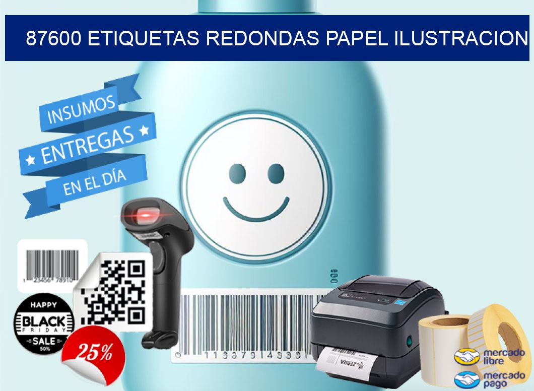 87600 ETIQUETAS REDONDAS PAPEL ILUSTRACION