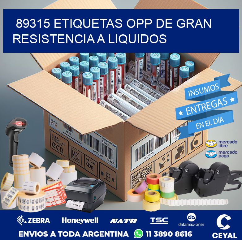 89315 ETIQUETAS OPP DE GRAN RESISTENCIA A LIQUIDOS