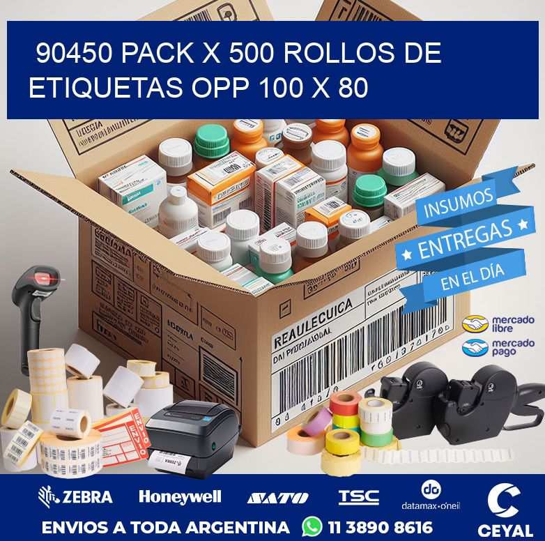 90450 PACK X 500 ROLLOS DE ETIQUETAS OPP 100 X 80